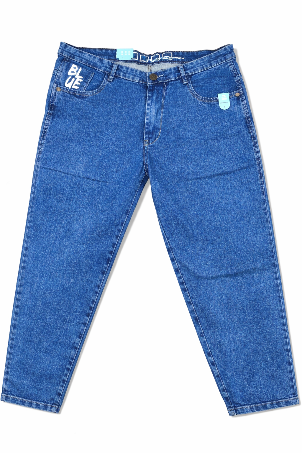 Men’s Blue Denim Jeans with Printed Detail | Slim Fit Casual Jeans